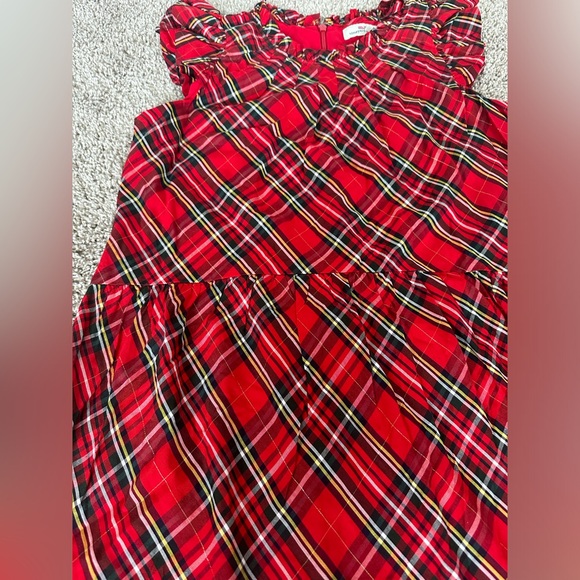 NWT Vineyard Vines Plaid Ruffle Tiered Dress Red Velvet Rayon Metallic - Picture 7 of 12